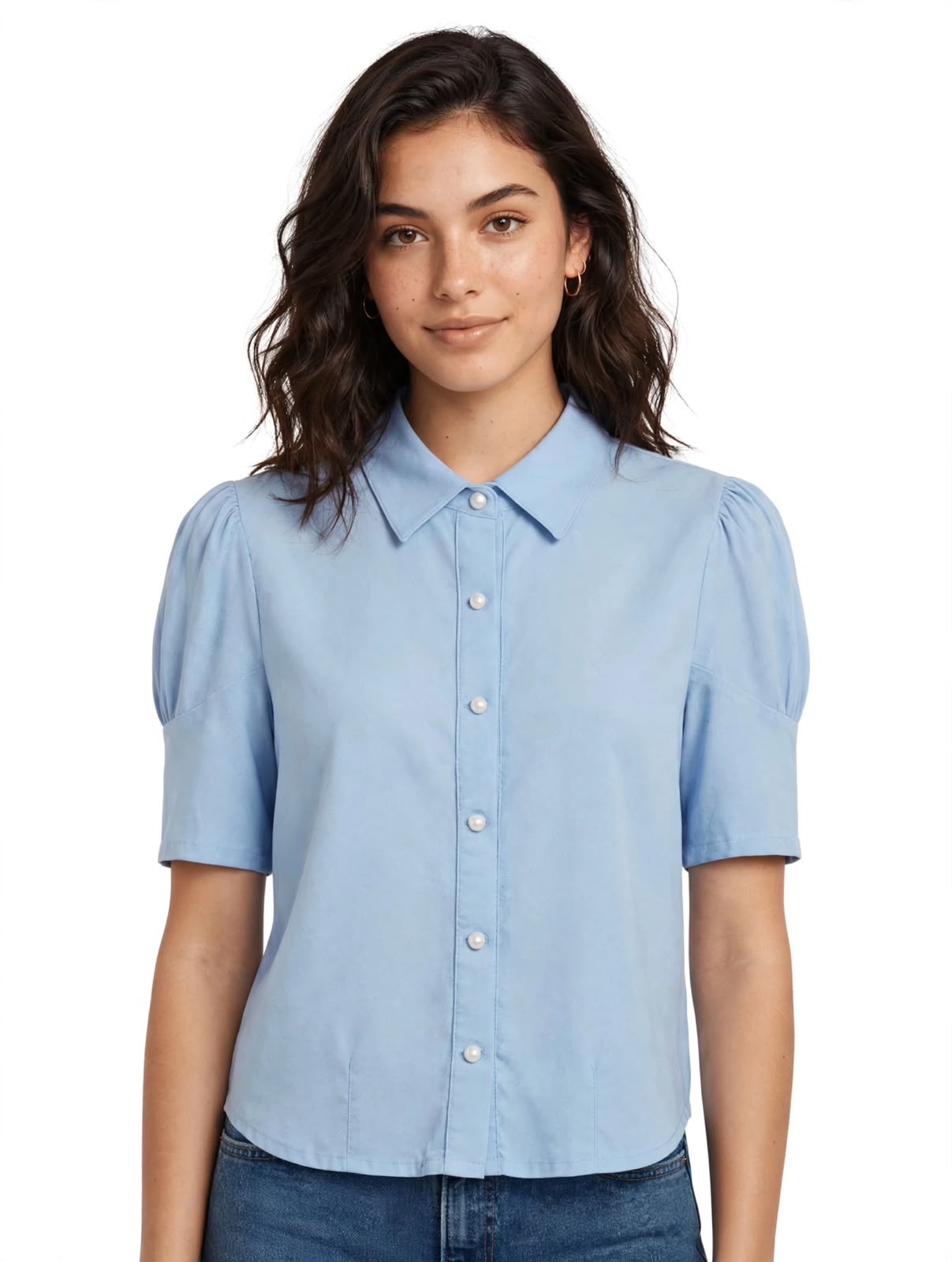 blusa azul claro en algodon