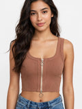 Blusa con Cremallera Rib Café