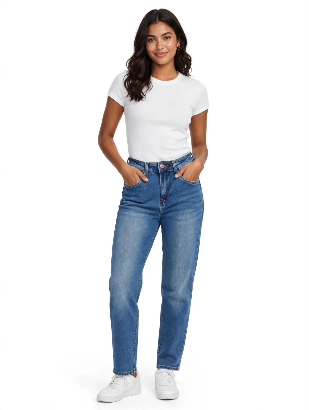 Jeans Mom Fit Algodón Rígido Dama