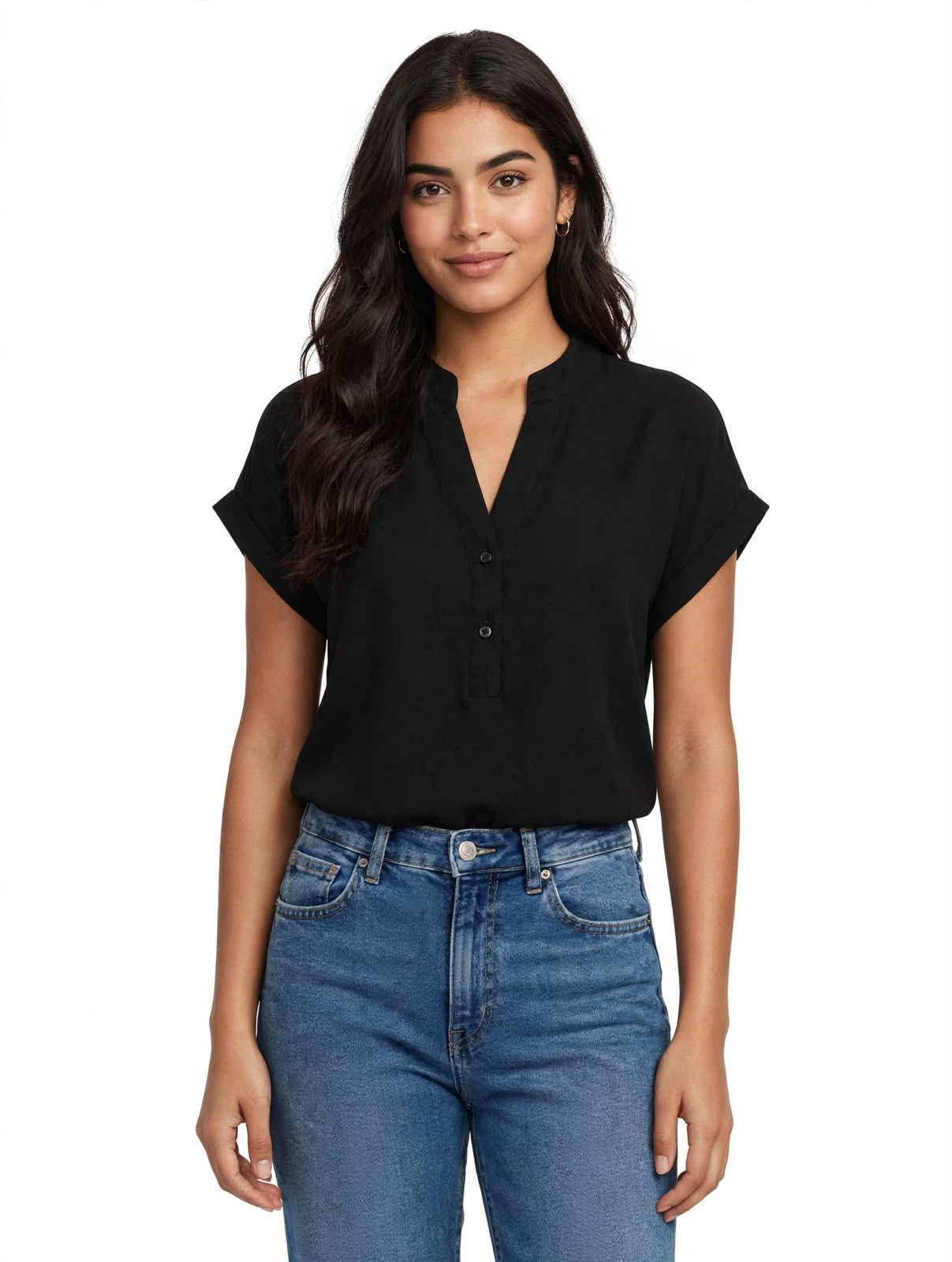 Blusa en lino color negro