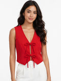 Blusa Chaleco con Amarre en Algodón - Rojo