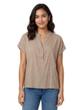 Blusa en lino color camel